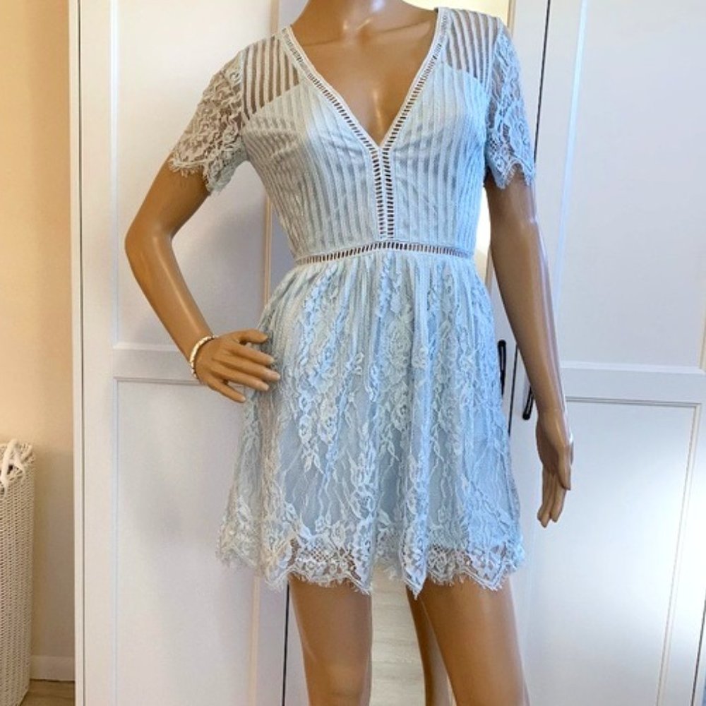 Baby Blue Lace Mini Dress